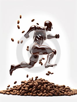 Coffee is movement. Motion drink coffee bean. Generative AI