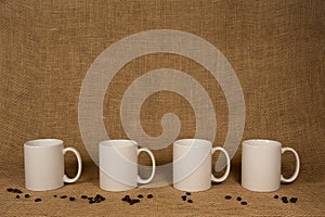Coffee Mug Background - White Mugs and Beans