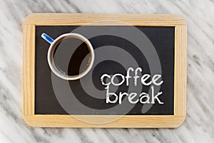 Coffee mug on a blackboard