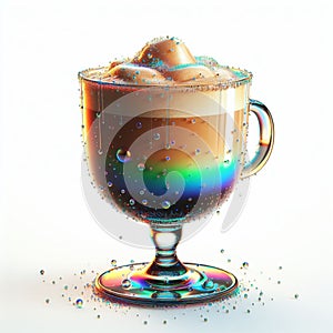 Coffee mug cappucino colorful with granules bean delicious