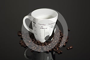 Coffee mug and coffee beans