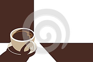 Coffee mug design template with blank space, flat design template with copy space