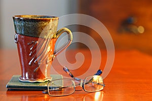 Coffee mug on desk