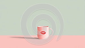 coffee mug and lips illustration perfect for romantic design