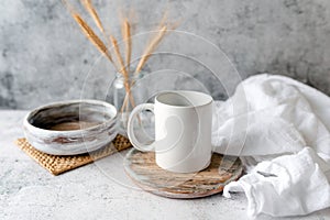 Coffee mug mockup, boho or kitchen themed mug