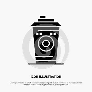 Coffee, Mug, Starbucks, Black Coffee solid Glyph Icon vector