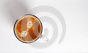Coffee in a mug top view photo