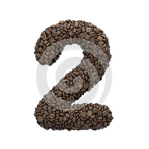 Coffee number 2 -  3d roasted beans digit - Suitable for Coffee, energy or insomnia related subjects