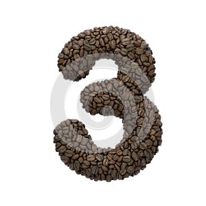 Coffee number 3 -  3d roasted beans digit - Suitable for Coffee, energy or insomnia related subjects