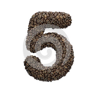 Coffee number 5 -  3d roasted beans digit - Suitable for Coffee, energy or insomnia related subjects