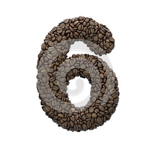 Coffee number 6 -  3d roasted beans digit - Suitable for Coffee, energy or insomnia related subjects