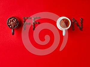 Coffee cup as on off power switch. On-Off concept idea