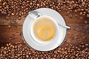Coffee old oak background