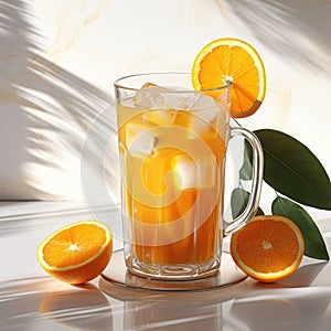 Coffee with orange juice in a glass mug. Cocktail bumble, capuorange, tyr, raff. Generative AI