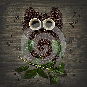 Coffee owl from beens