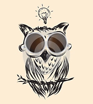 Coffee owl business drawn icon symbol vector idea .