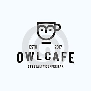 coffee owl logo design vector illustration