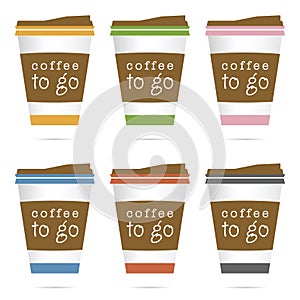 Coffee in papaer glass icon illustration in colorful