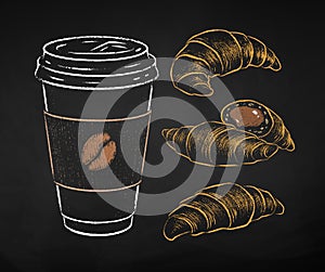 Coffee paper cup with Croissant