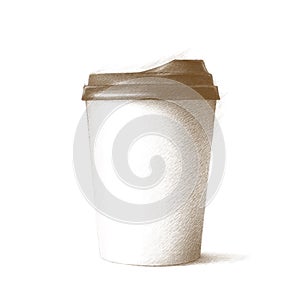 Coffee paper cup, Sketch hand drawn