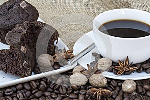 Coffee and pastries continental breakfast buffet table setting