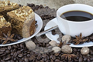 Coffee and pastries continental breakfast buffet table setting