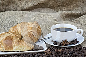 Coffee and pastries continental breakfast buffet table setting