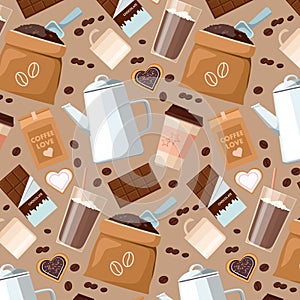 Coffee pattern background. Vector