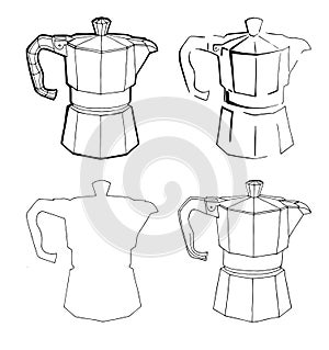 Coffee Percolator clip art hand drawn vector element