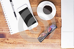 Coffee, phone and other items