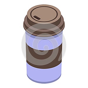 Coffee plastic cup icon, isometric style