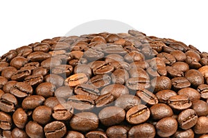 Coffee plate made from roasted coffee beans isolated on white background