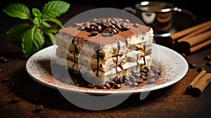 coffee plate tiramisu food