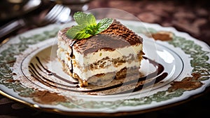 coffee plate tiramisu food