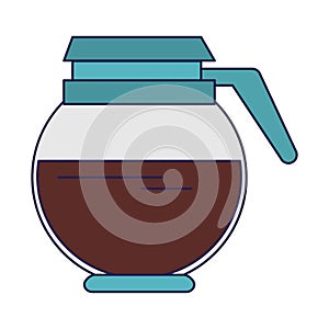 Coffee pot full hot drink isolated blue lines