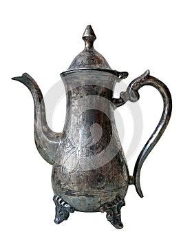 coffee pot old antique silver ware isolated