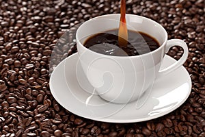 Coffee pouring into a cup