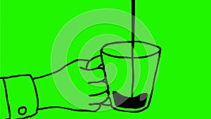 Coffee Pouring on Cup Drawing 2D Animation