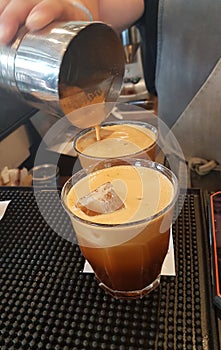 coffee preparation making espesso in a greek bar