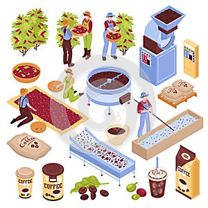 Coffee Production Elements Set