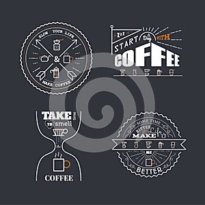 Coffee Quotes Lettering Badge Style