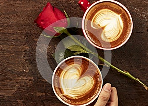 Coffee Red Roses on Valentine's Day