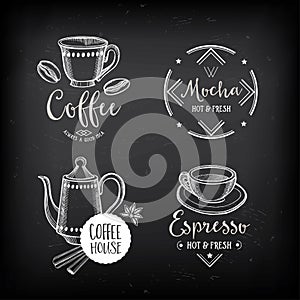 Coffee restaurant cafe badges, template design.