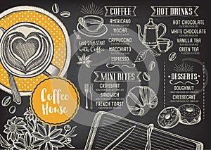 Coffee restaurant cafe menu, template design. photo