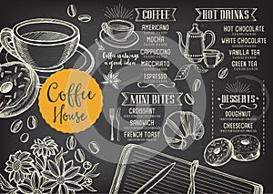 Coffee restaurant cafe menu, template design.