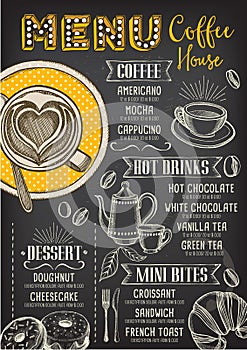 Coffee restaurant cafe menu, template design.