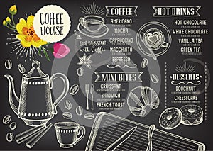 Coffee restaurant cafe menu, template design.