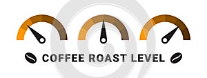 Coffee roast level indicator. Badges and labels. Vector scalable graphics
