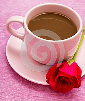 Coffee And Rose Means Caffeine Beverage And Decaf