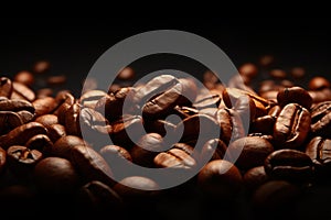 Coffee\'s Essence Coffee Beans in Flight on a Dark Background, Perfect for Cafe Advertising, Packaging, and Menu Design.